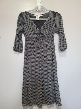 Vintage Max Studio Black and White Circle-Print Dress Sz Small